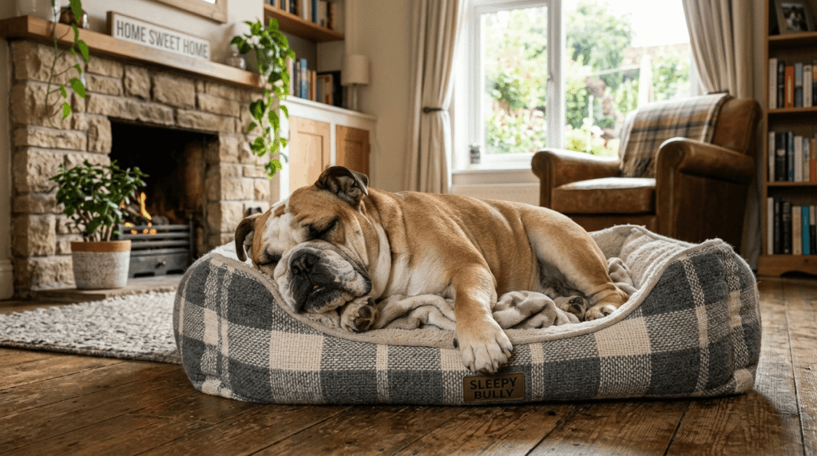 Bulldogs relaxing and displaying their characteristically lazy nature